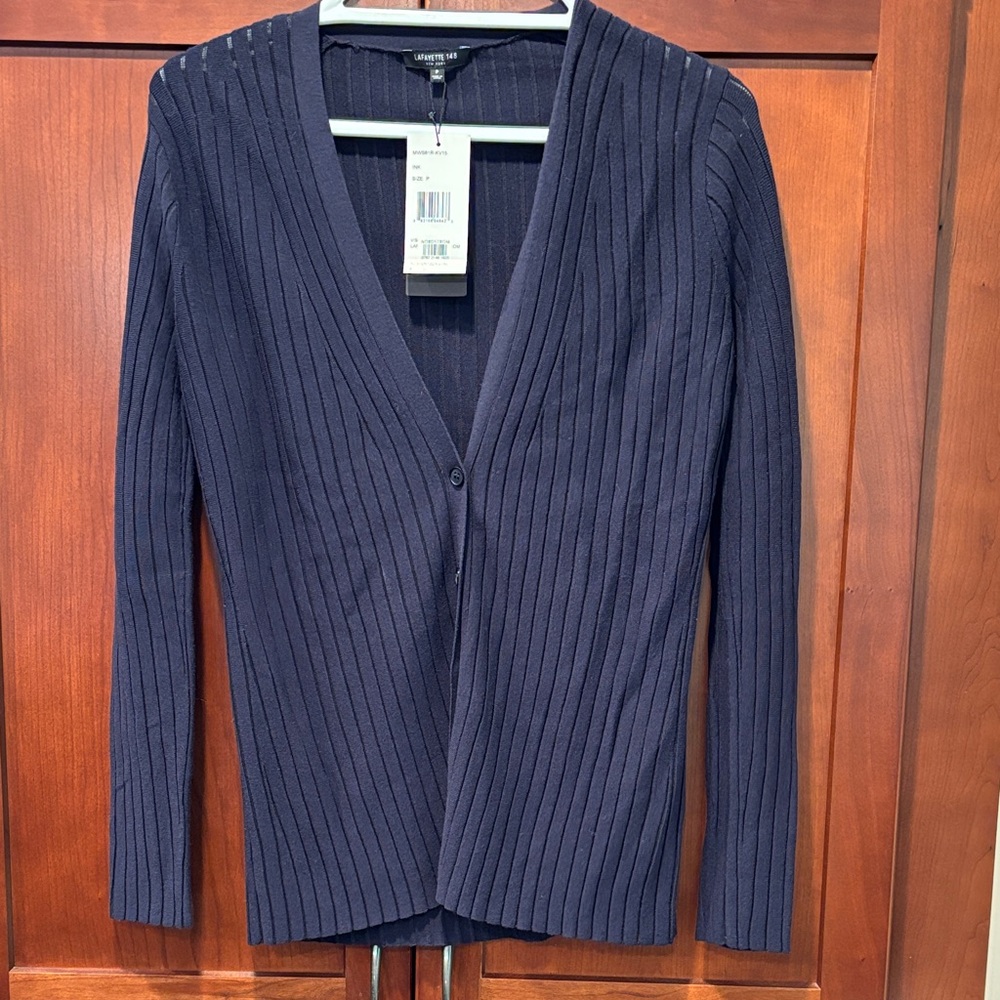 Lafayette 148 New York Ink Ribbed Cardigan